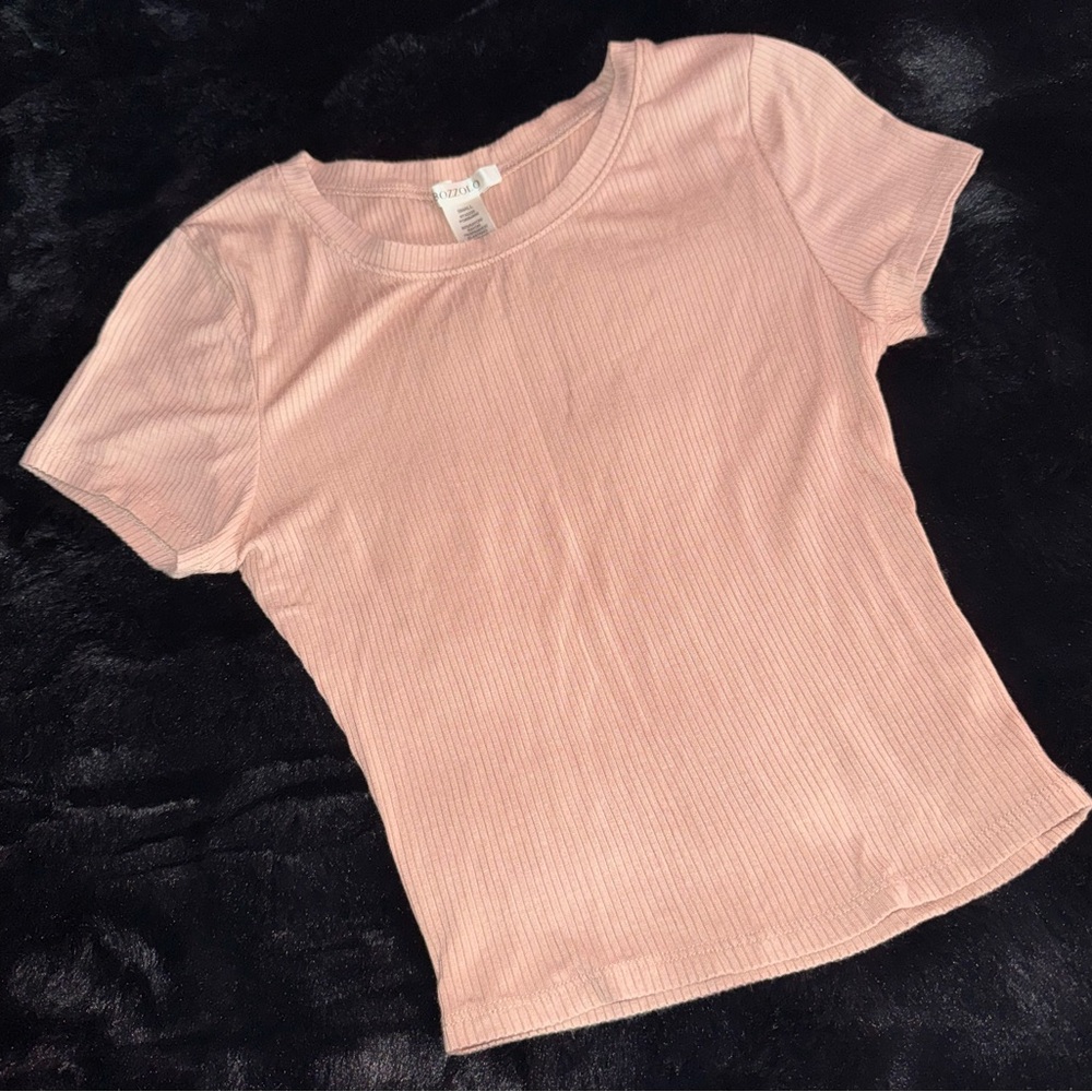 Bozzolo Beige Ribbed Cropped Tee